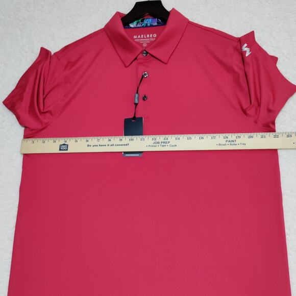 Maelreg Performance Golf Polo Men's MEDIUM Red Wicking UPF30+ Stretch NEW - Picture 7 of 12